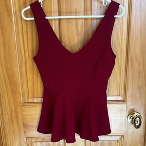 Elegant Burgundy Sleeveless Peplum Top